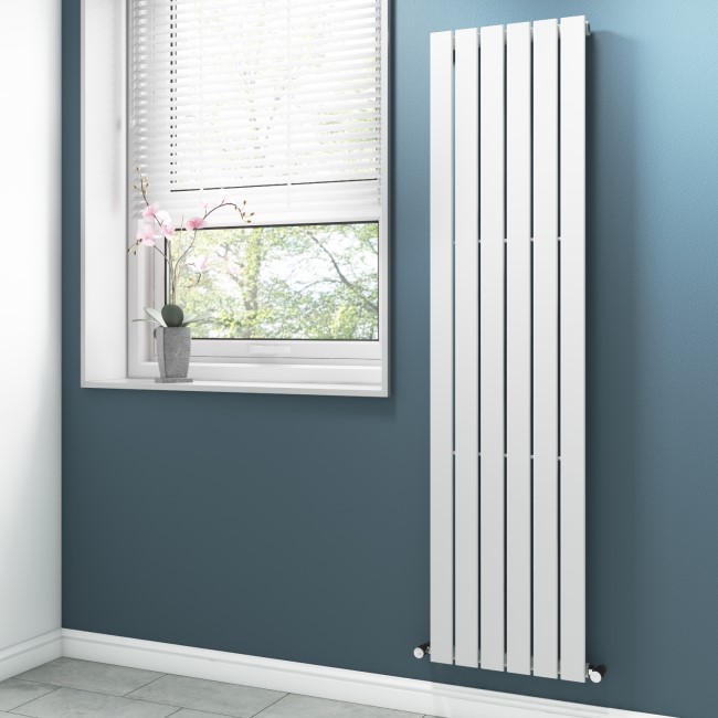 Vertical Tall White Radiator with Flat Panels - 1800 x 450mm