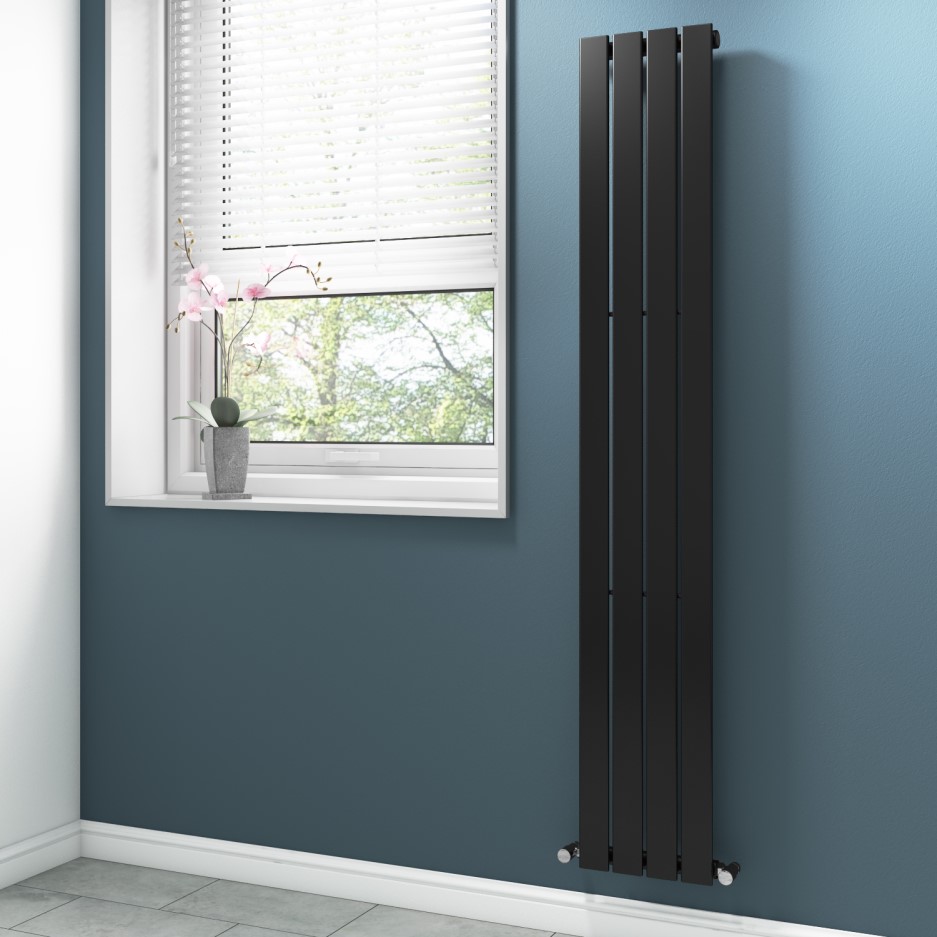 Vertical Tall Anthracite Radiator with Flat Panels - 1800 x 300mm ...