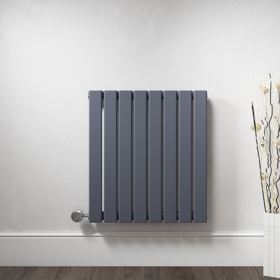 Horizontal Anthracite Grey Flat Panel Radiator - 600 x 600mm