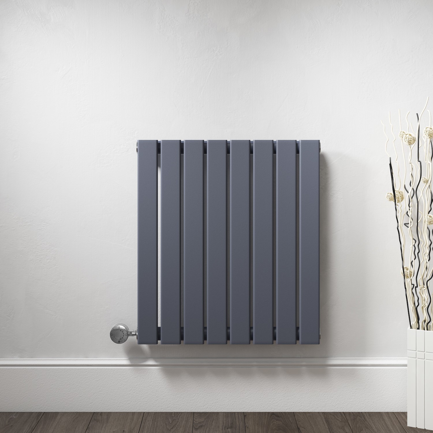 Horizontal Anthracite Flat Panel Radiator - 600 x 600mm - Furniture123