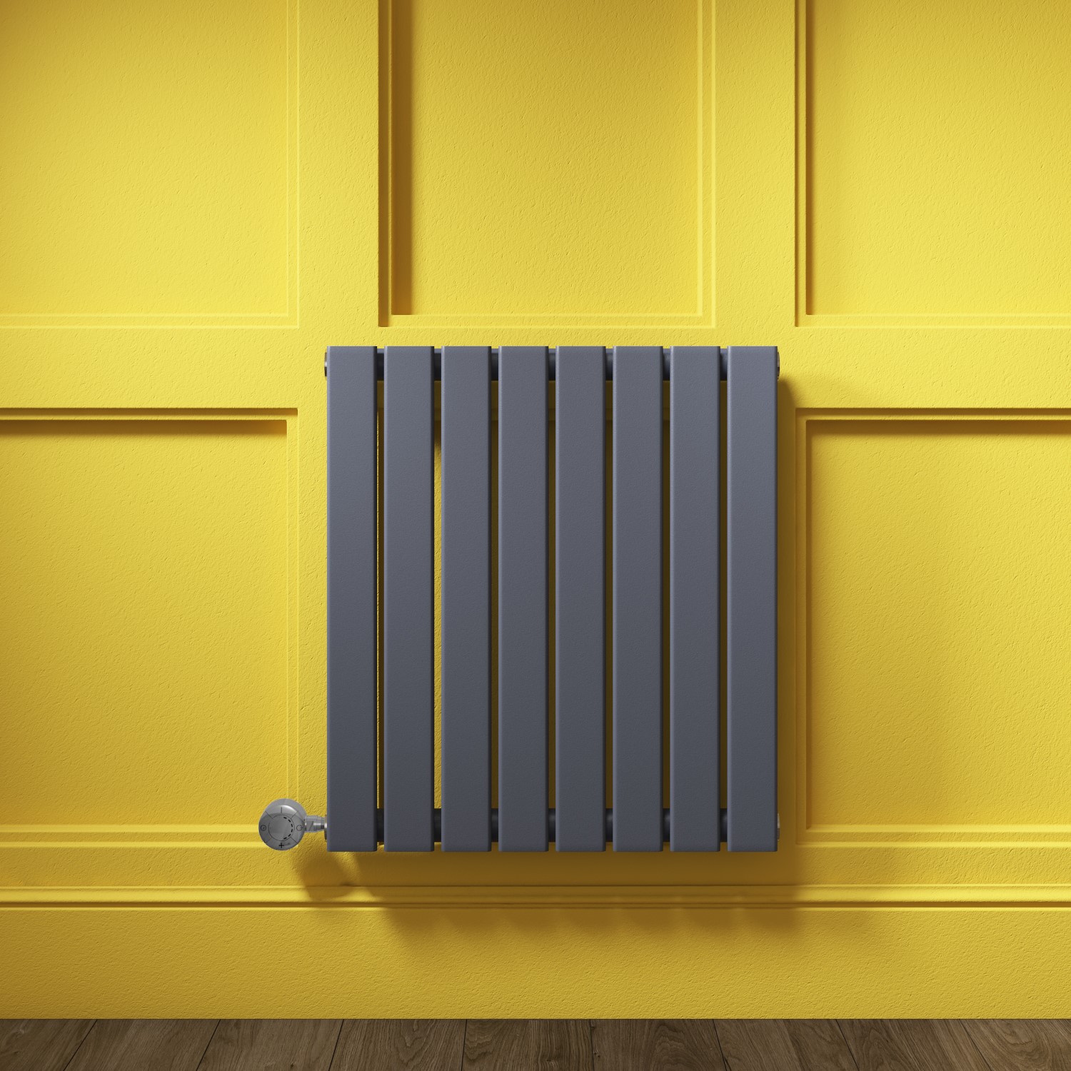 Horizontal Anthracite Flat Panel Radiator - 600 x 600mm - Furniture123