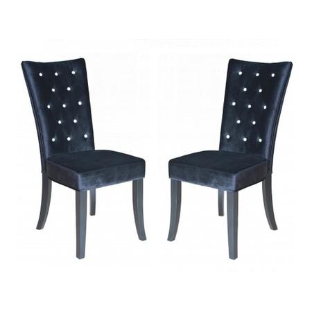 GRADE A1 - LPD Radiance Pair of Black Velvet Dining Chairs with Diamante Detail