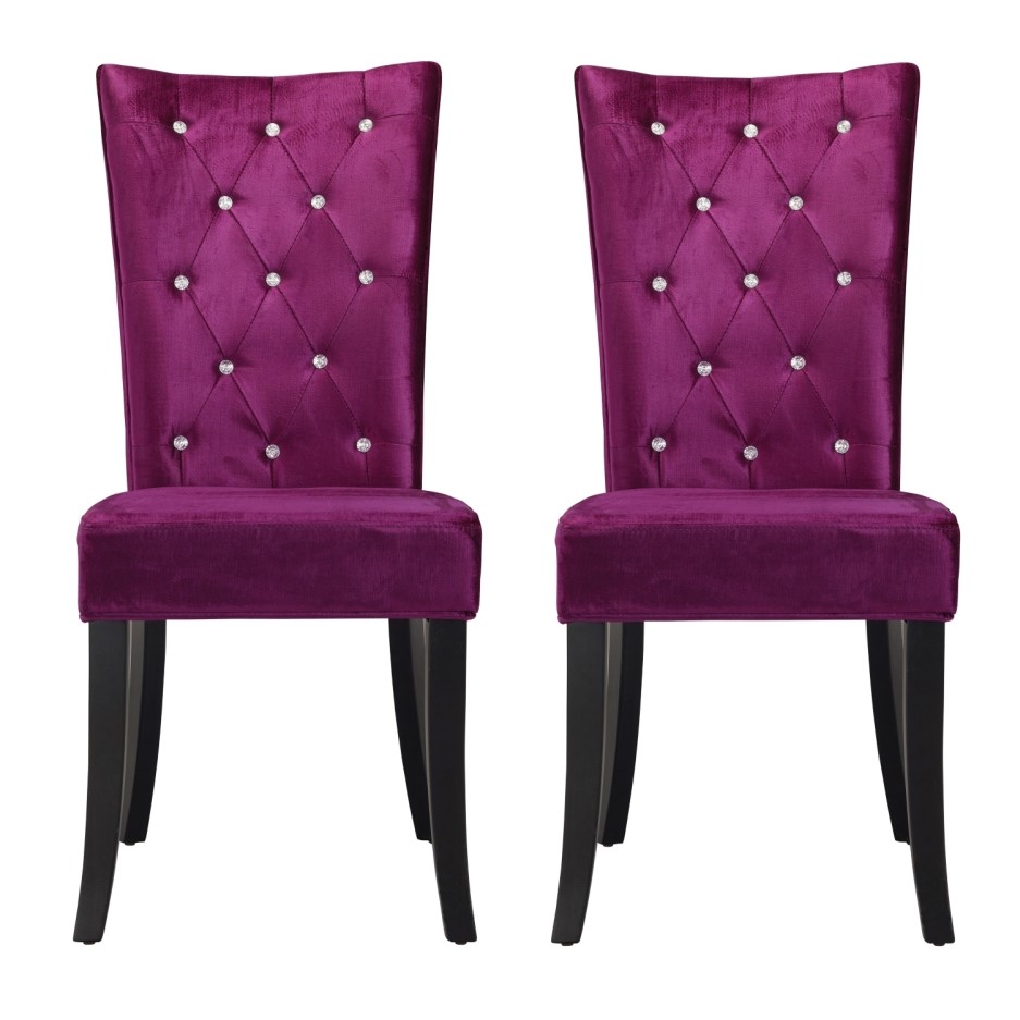 LPD Radiance Pair of Purple Velvet Dining Chairs | Furniture123