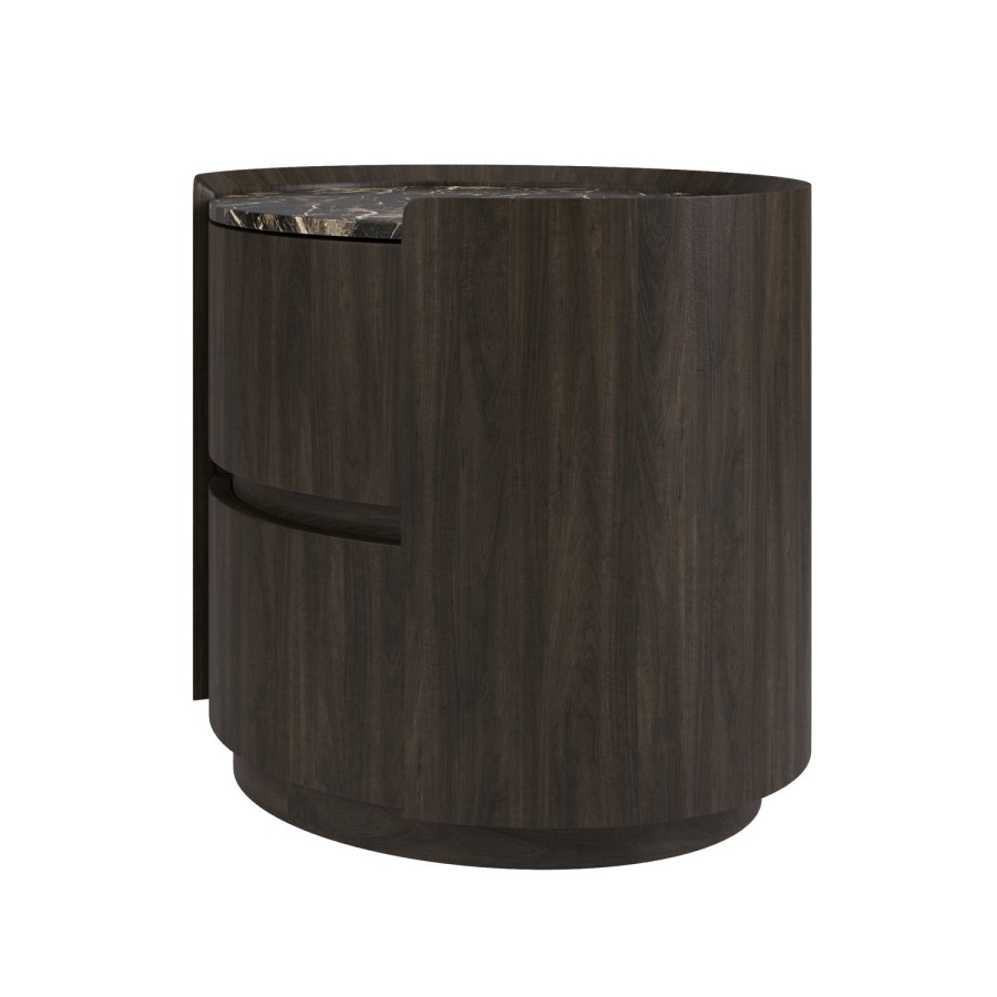 Raffaele Marble Effect Top 2 Drawer Bedside in Walnut 