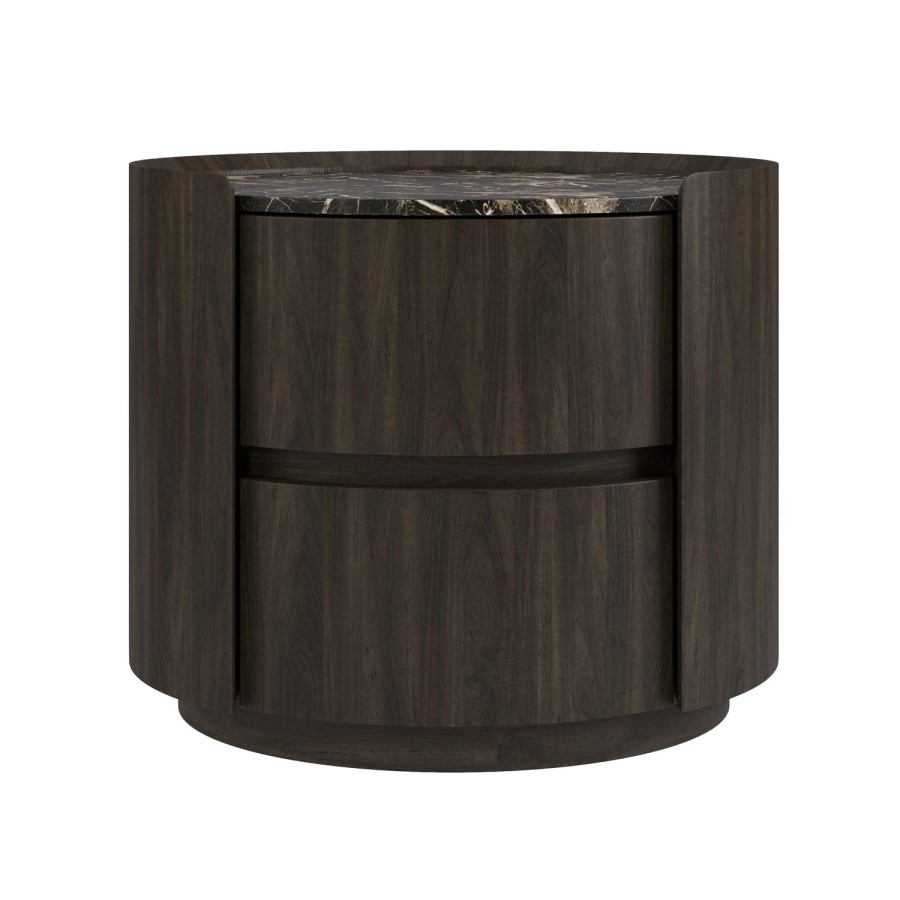 Raffaele Marble Effect Top 2 Drawer Bedside in Walnut 