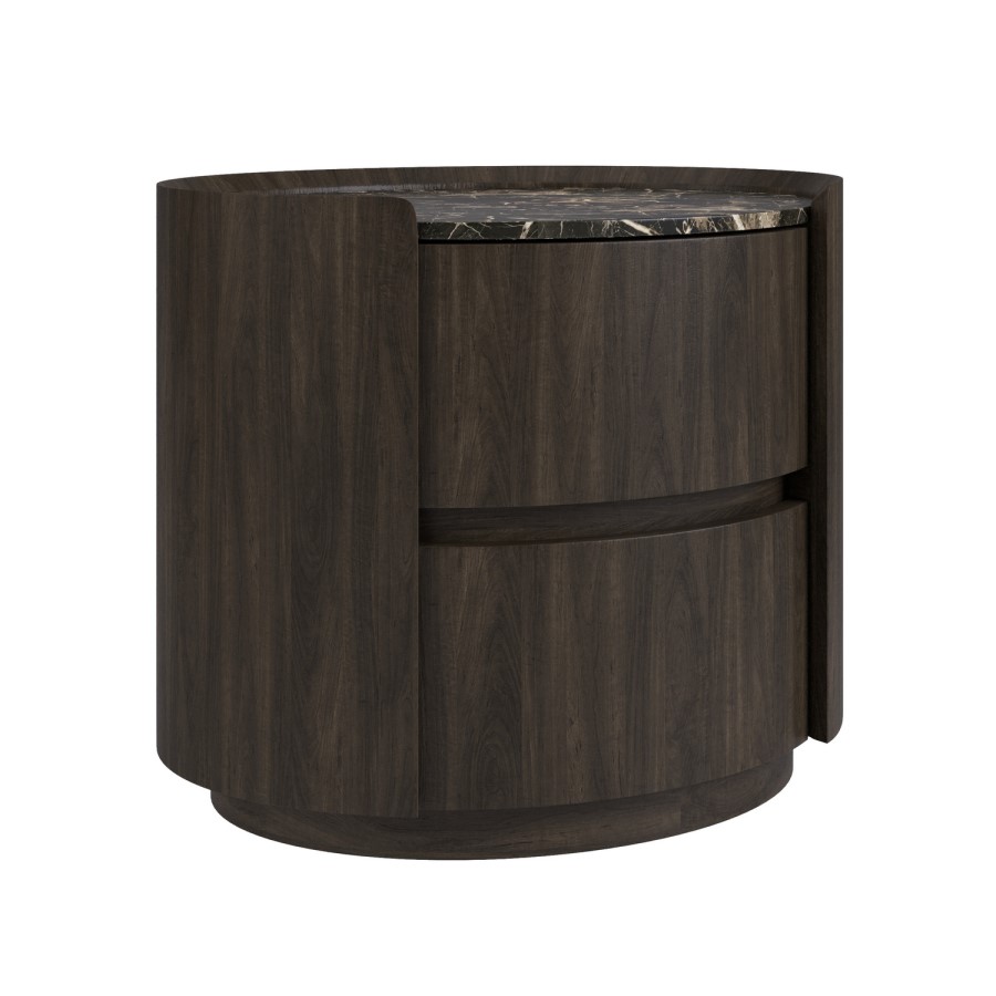 Raffaele Marble Effect Top 2 Drawer Bedside in Walnut 