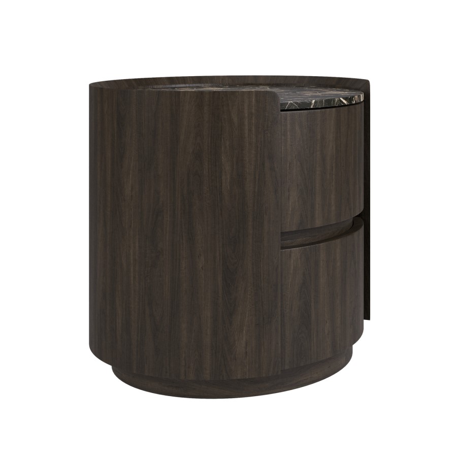 Raffaele Marble Effect Top 2 Drawer Bedside in Walnut 