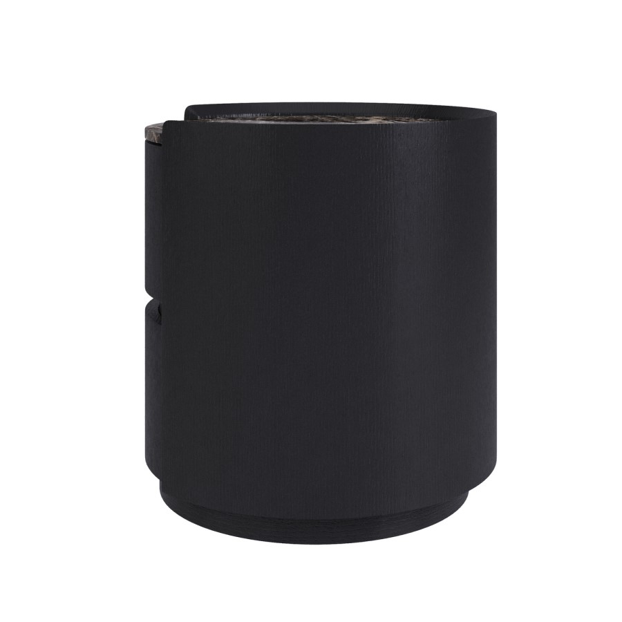 Raffaele Marble Effect Top 2 Drawer Bedside in Black 