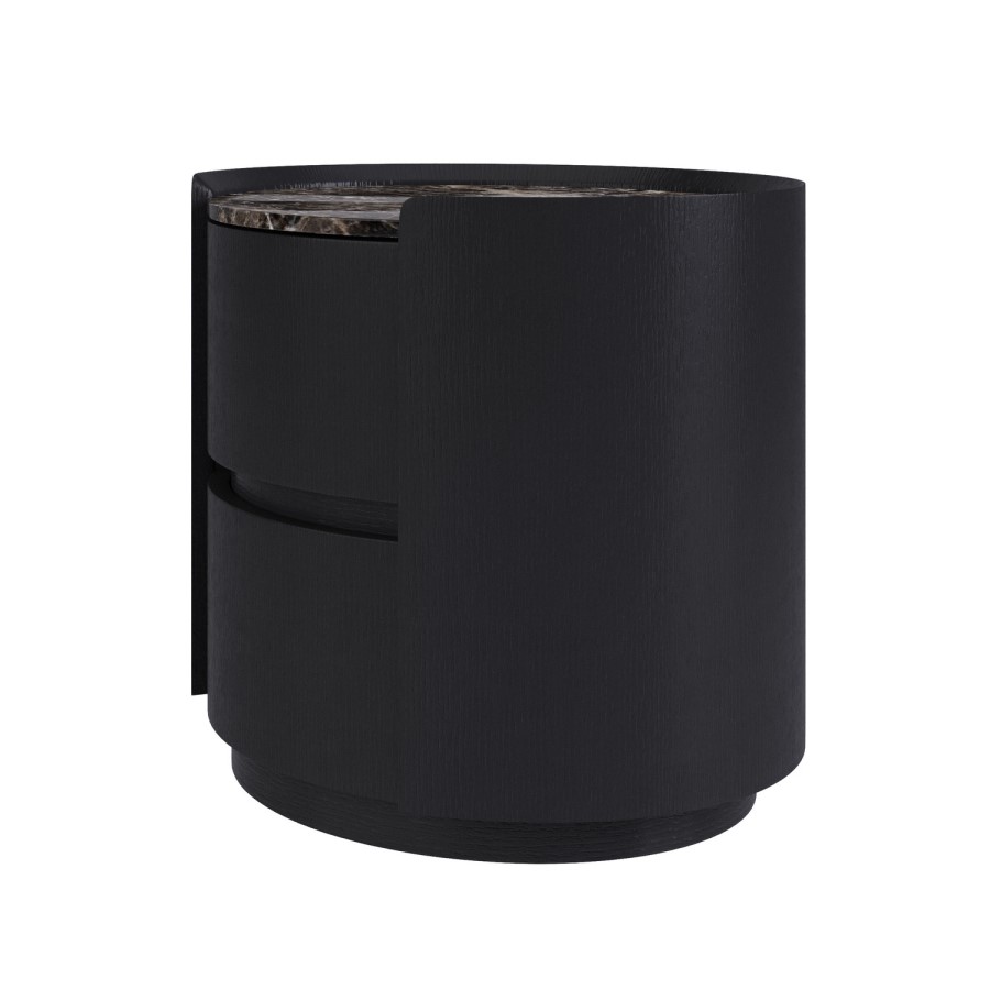 Raffaele Marble Effect Top 2 Drawer Bedside in Black 