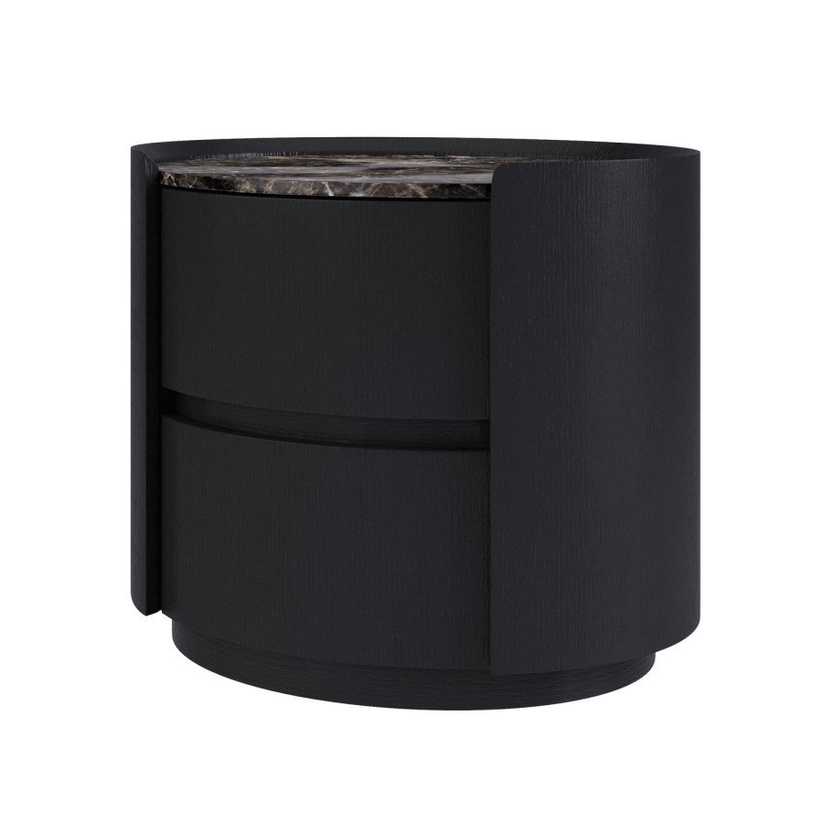 Raffaele Marble Effect Top 2 Drawer Bedside in Black 