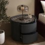 Raffaele Marble Effect Top 2 Drawer Bedside in Black 
