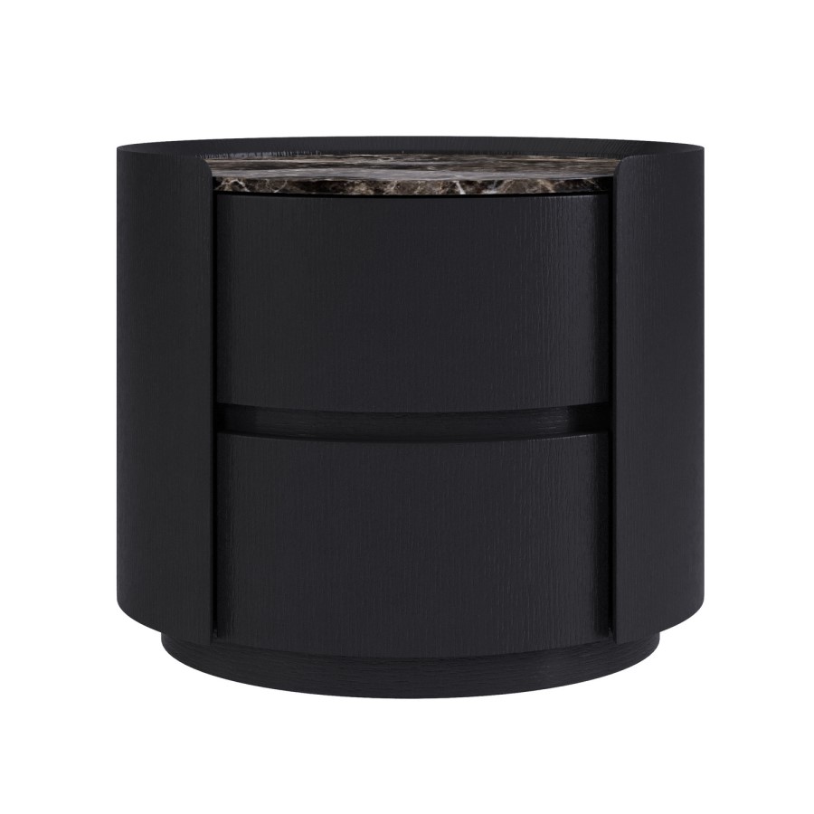 Raffaele Marble Effect Top 2 Drawer Bedside in Black 
