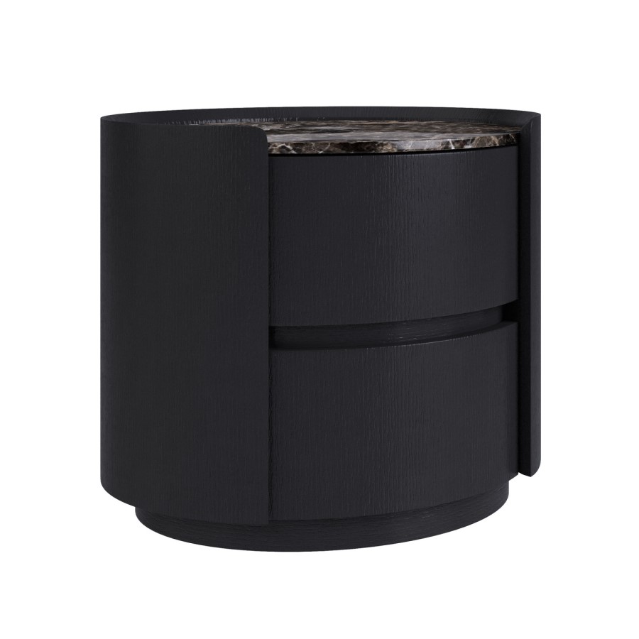 Raffaele Marble Effect Top 2 Drawer Bedside in Black 