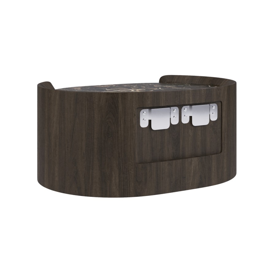 Raffaele Marble Effect Top Floating bedside in Walnut