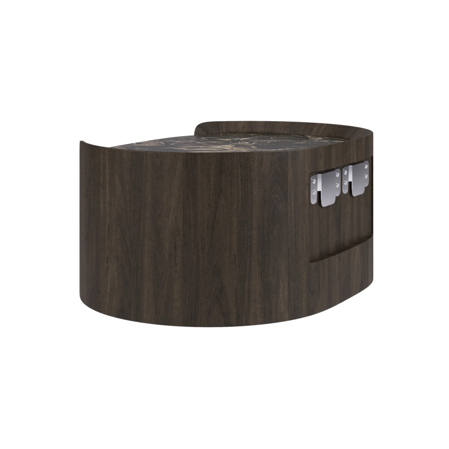 Raffaele Marble Effect Top Floating bedside in Walnut