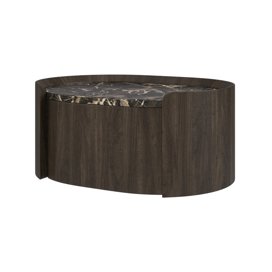 Raffaele Marble Effect Top Floating bedside in Walnut