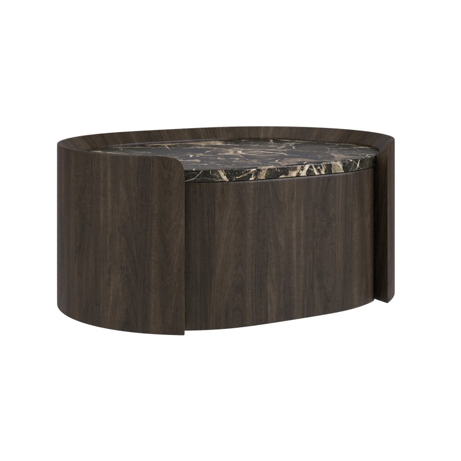 Raffaele Marble Effect Top Floating bedside in Walnut