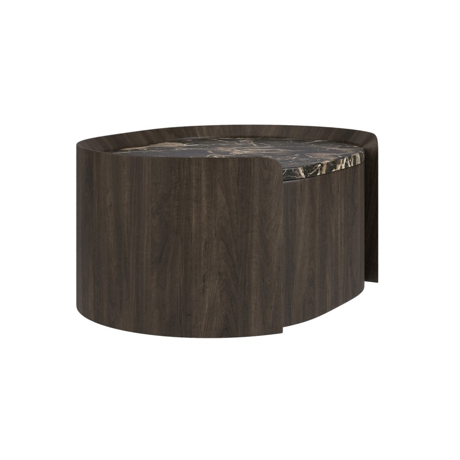 Raffaele Marble Effect Top Floating bedside in Walnut