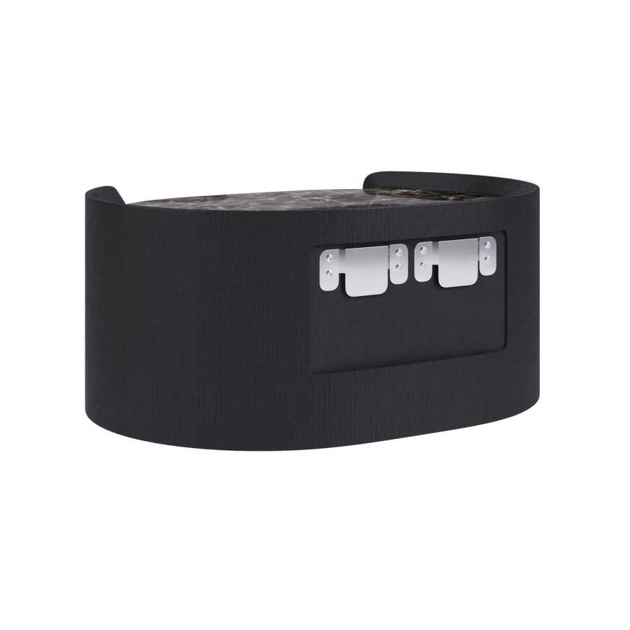 Raffaele Marble Effect Top Floating Bedside in Black 