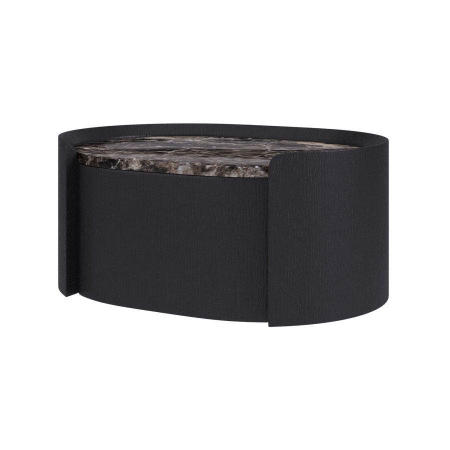 Raffaele Marble Effect Top Floating Bedside in Black 