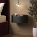 RAF004 Black and Marble-Effect 1 Drawer Floating Bedside Table - Raffaele