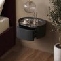 Raffaele Marble Effect Top Floating Bedside in Black 