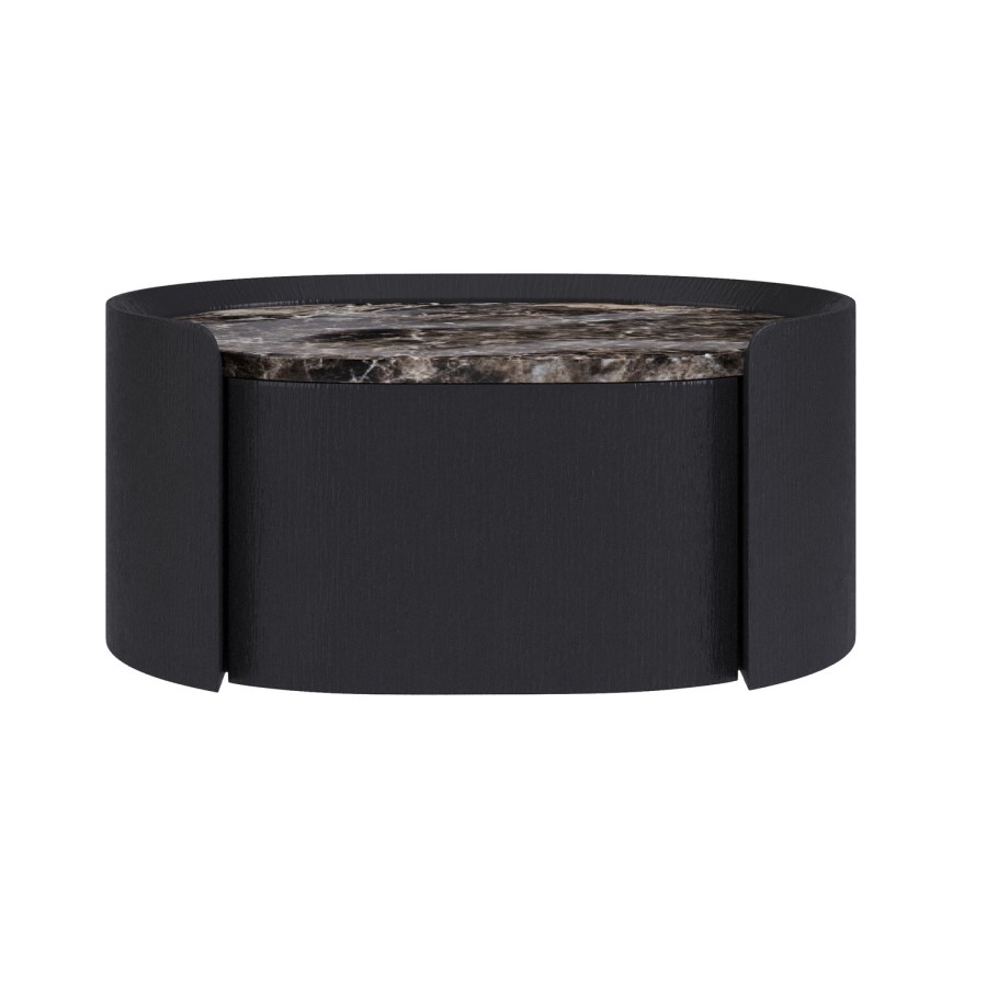 Raffaele Marble Effect Top Floating Bedside in Black 