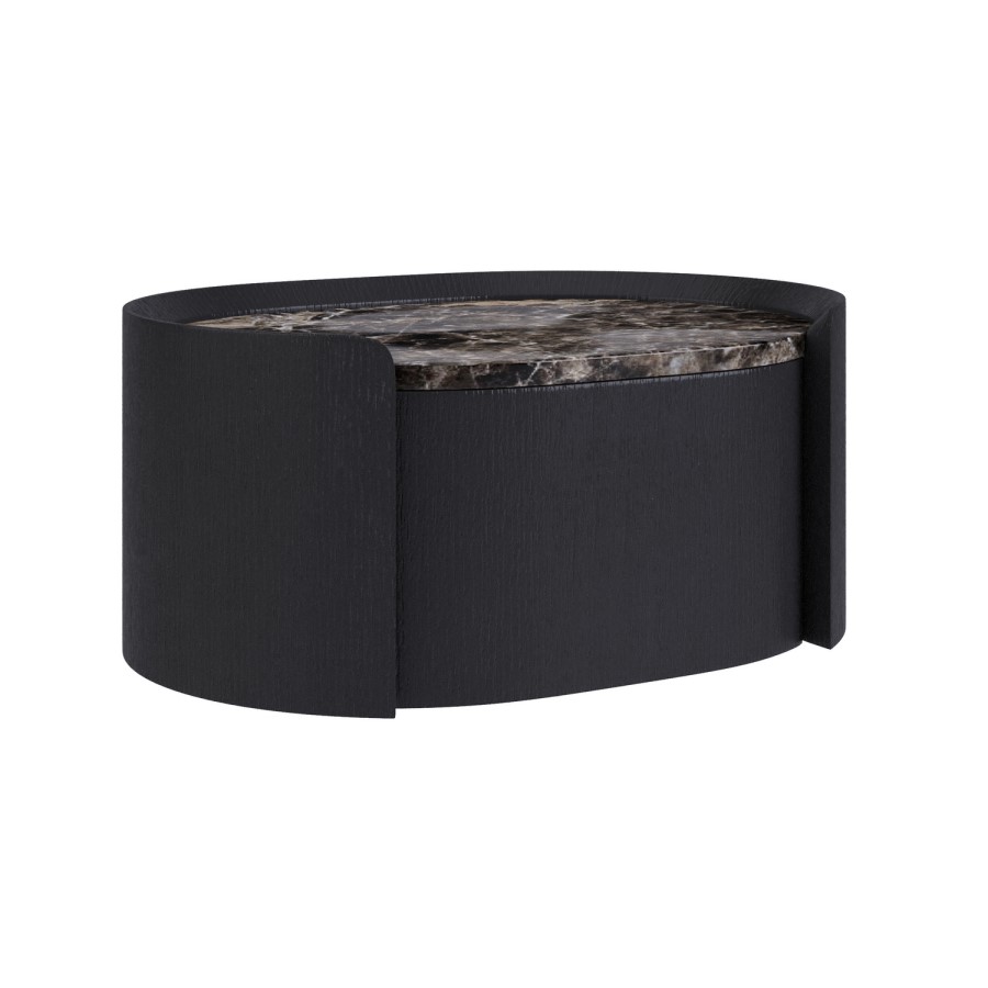 Raffaele Marble Effect Top Floating Bedside in Black 