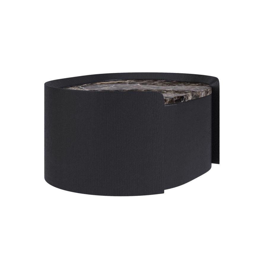 Raffaele Marble Effect Top Floating Bedside in Black 