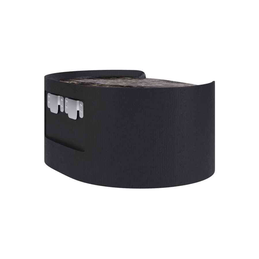 Raffaele Marble Effect Top Floating Bedside in Black 