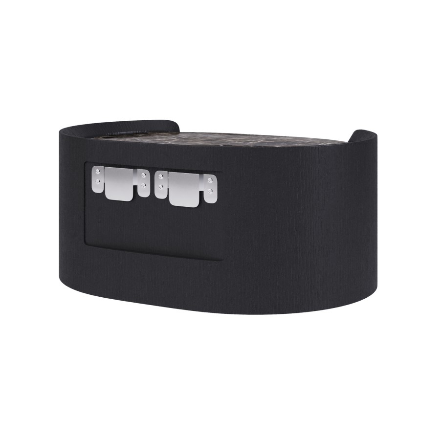 Raffaele Marble Effect Top Floating Bedside in Black 