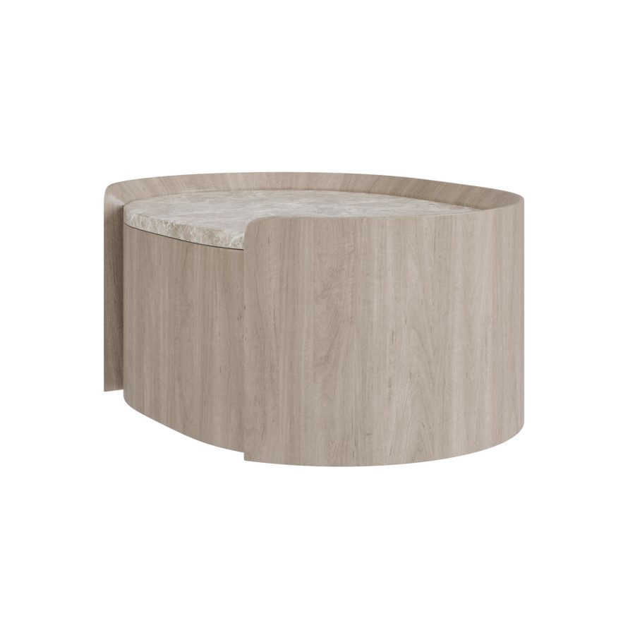 Raffaele Marble Effect Top Floating Bedside in Light Wood 
