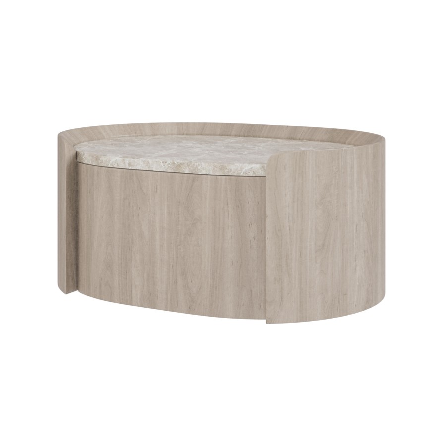 Raffaele Marble Effect Top Floating Bedside in Light Wood 