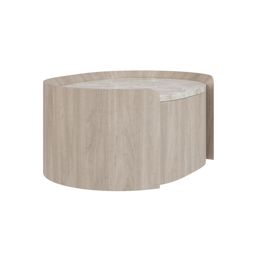 Raffaele Marble Effect Top Floating Bedside in Light Wood 