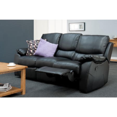 World Furniture Raffles 3 Seater Recliner in Black - Furniture123
