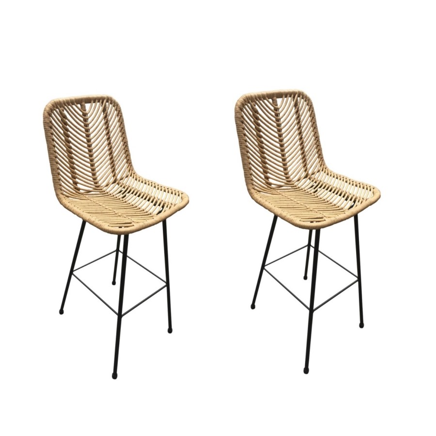 Pair of Wicker Bar Stools - Rafferty