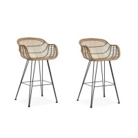 GRADE A1 - Rafferty Carver Wicker Barstool's Set of 2