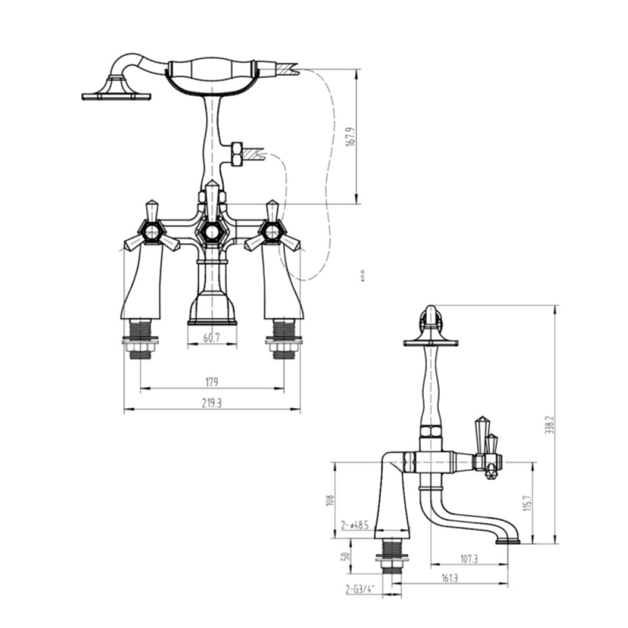 RAK Ceramics Washington Deck Mounted Bath Shower Mixer Tap