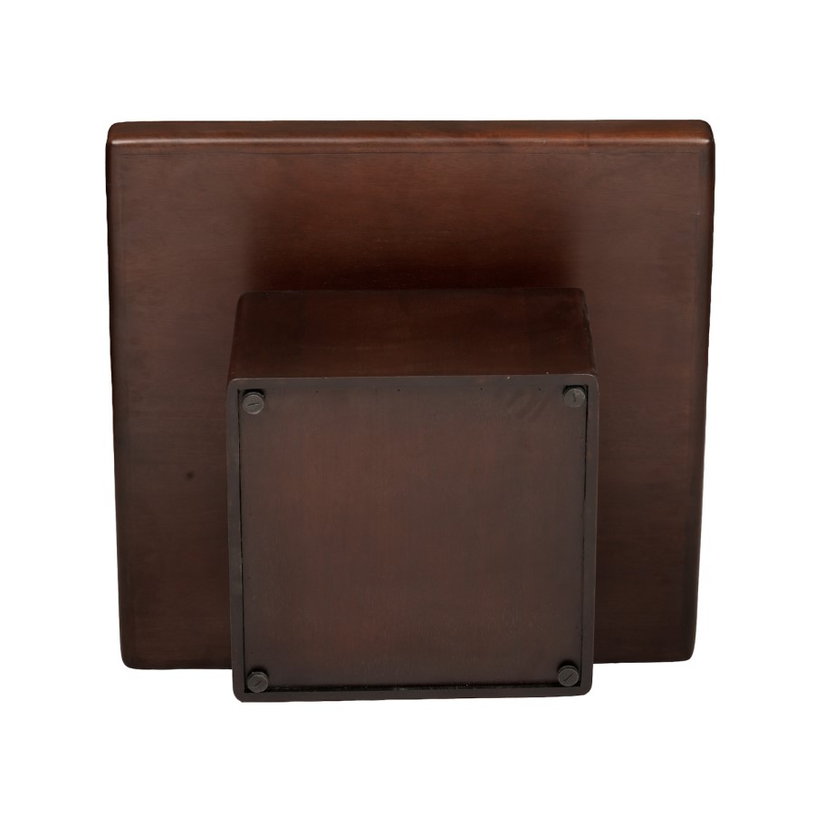 Large Mango Wood and Red Marble Square Coffee Table - Rana