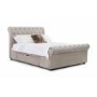 Beige Velvet Double Sleigh Bed with Storage Drawer - Ravello - Julian Bowen
