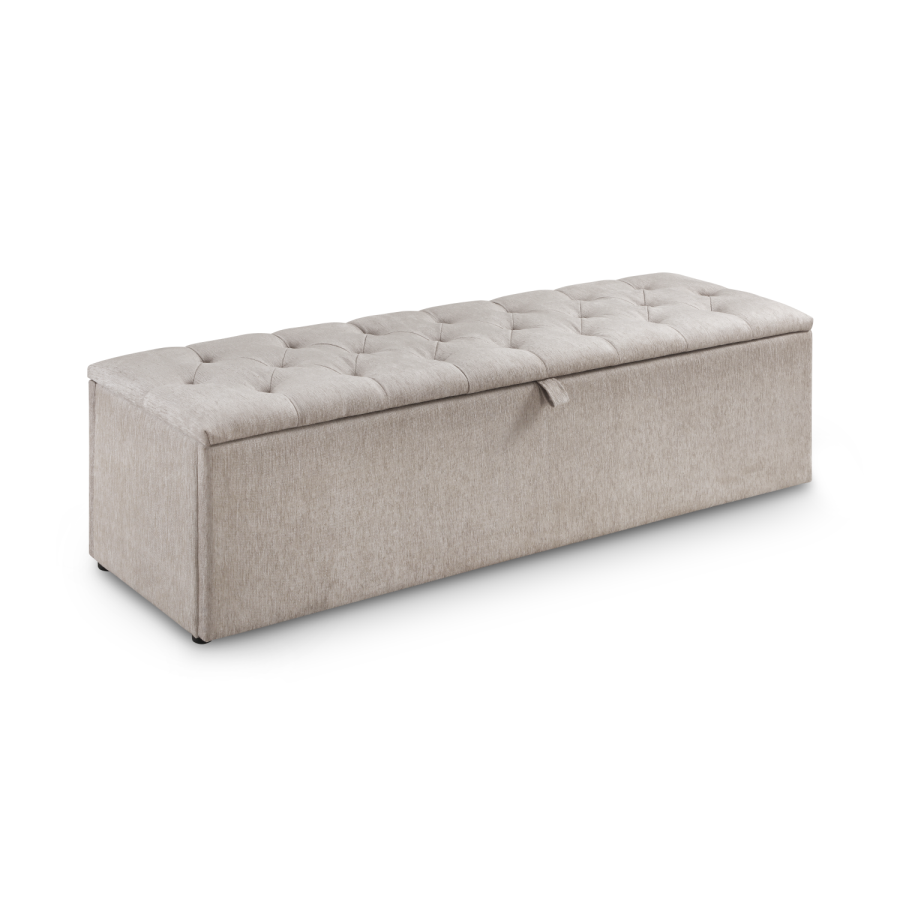 Ottoman Storage Blanket Box in Beige Fabric - Ravello - Julian Bowen