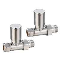 GRADE A1 - Pair of Modern Round Head Radiator Valves