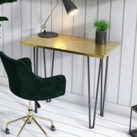 Gold Office Desk with Black Legs - Raye