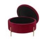 Large 80cm Round Pouffe with Storage in Red Velvet - Robyn 