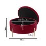 Large 80cm Round Pouffe with Storage in Red Velvet - Robyn 