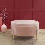Large 80cm Round Pouffe with Storage in Pink Velvet - Robyn 