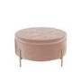 Large 80cm Round Pouffe with Storage in Pink Velvet - Robyn 