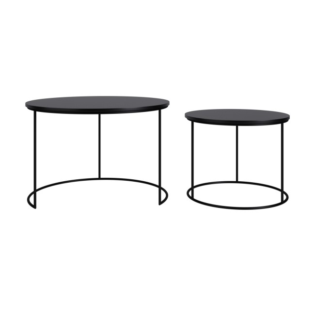 Round Black Mango Wood Nest of 2 Tables - Ruby