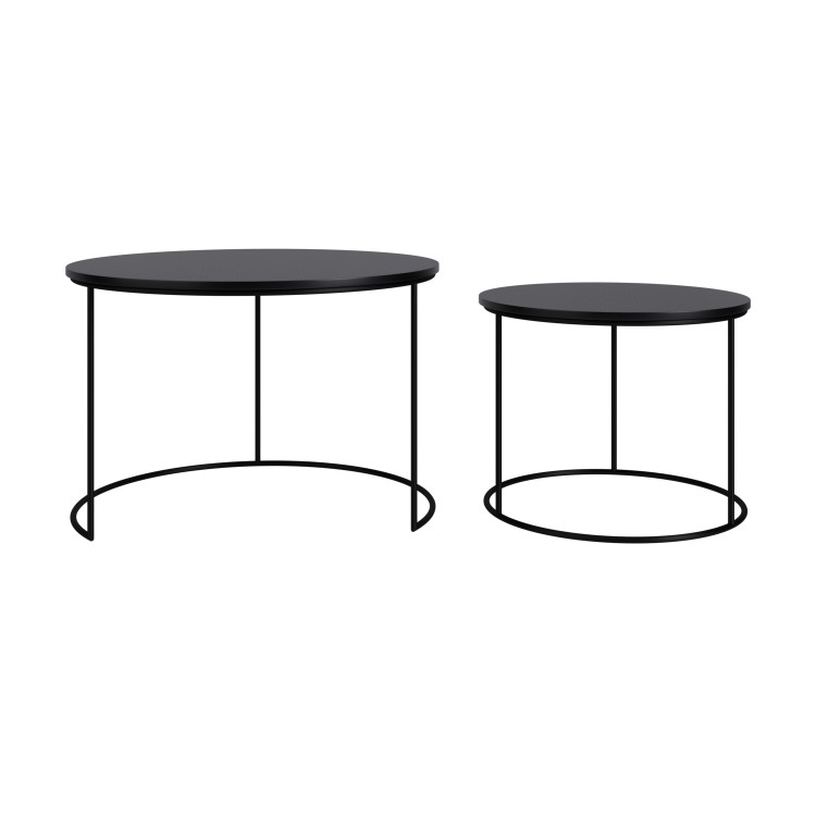 ONLY OPENED - Round Black Mango Wood Nest of 2 Tables - Ruby