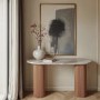 Natural Marble & Wood Pedestal Console Table - Ashford
